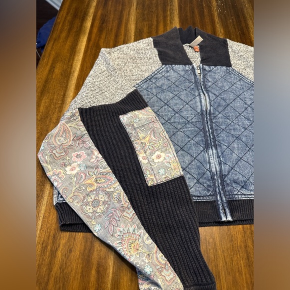 Pilcro Patchwork Bomber Sweater Jacket Size XL EUC - Picture 5 of 9